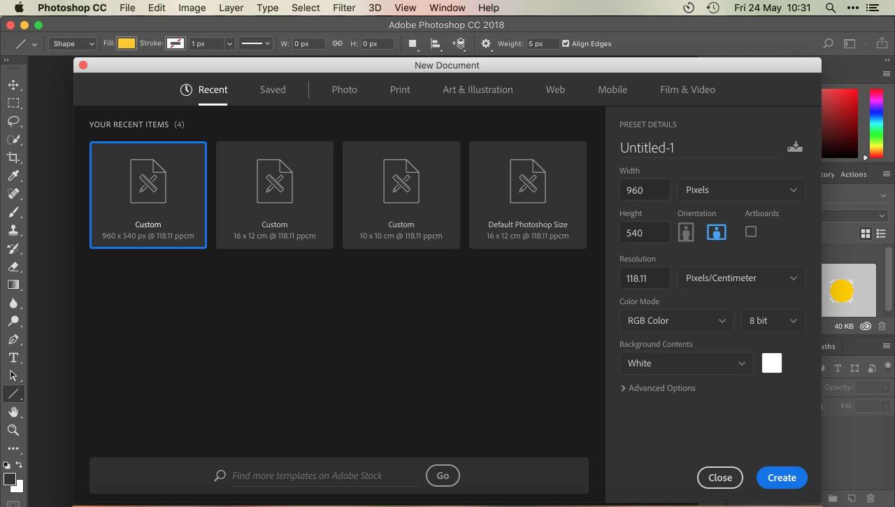 Photoshop started getting document window
