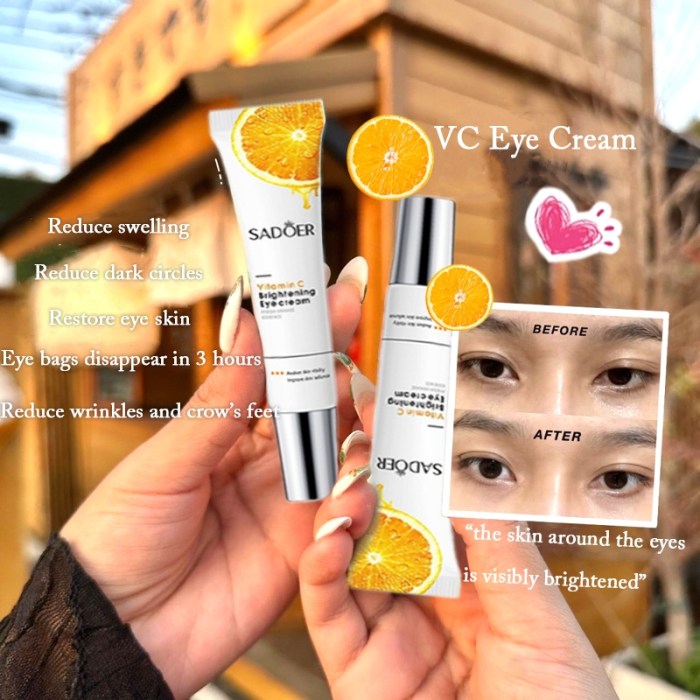 SADOER Vitamin C Eye Cream Anti Dark Circles Eyes Bags Remover Moisturizing Brightening Firming Skin Care Products for Eyes