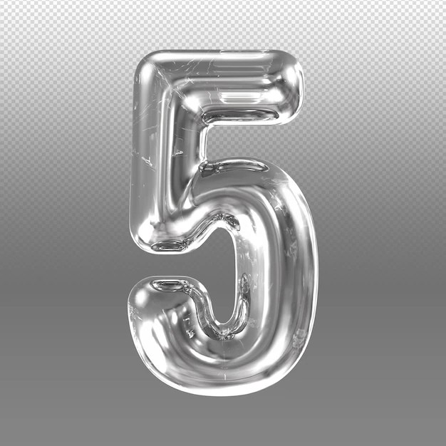 Premium PSD | A clear number 5 with a textured background.